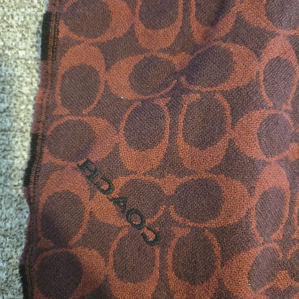 Coach Burgundy Patterned Scarf